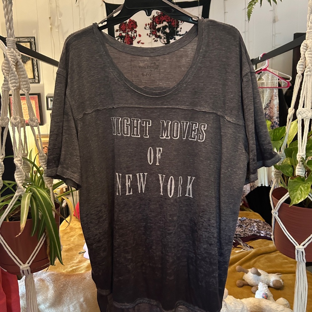 Free People Black Boxy Relaxed Short Sleeve Tee